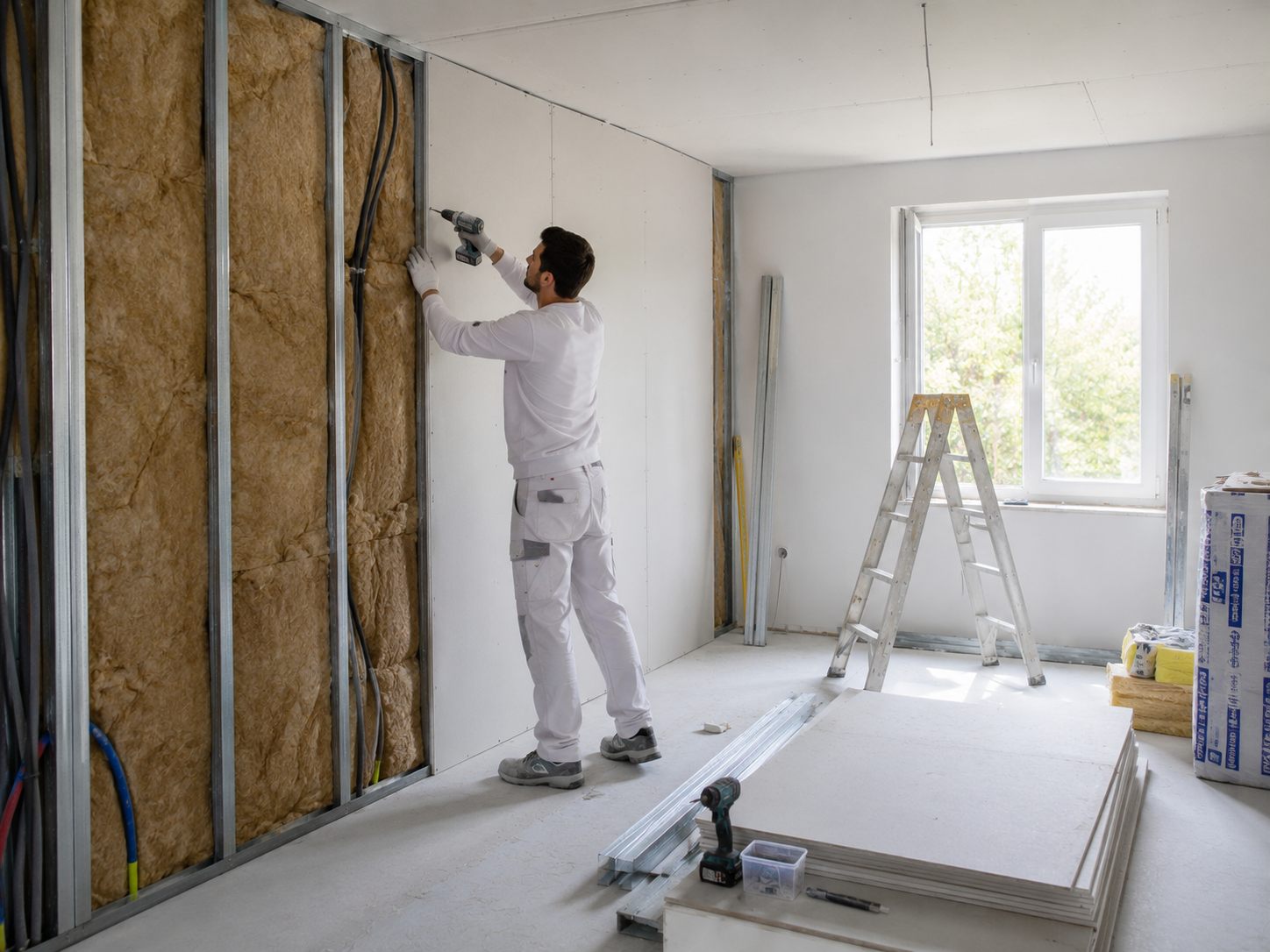 Isolation et placo — chantier réalisé par TDH Peinture en Moselle